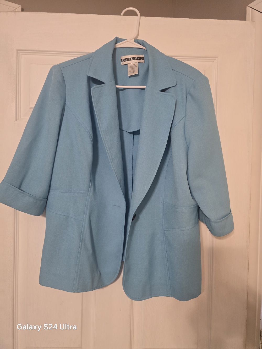 Dana Kay Sky Blue Cropped Sleeve Blazer